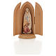 Statue Notre Dame de Lourdes et Bernadette dans niche bois peint s5