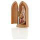 Statue Notre Dame de Lourdes et Bernadette dans niche bois peint s6