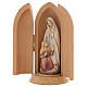 Statue Notre Dame de Lourdes et Bernadette dans niche bois peint s2