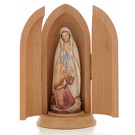 Our Lady of Lourdes with Bernadette in Nische wooden statue pain