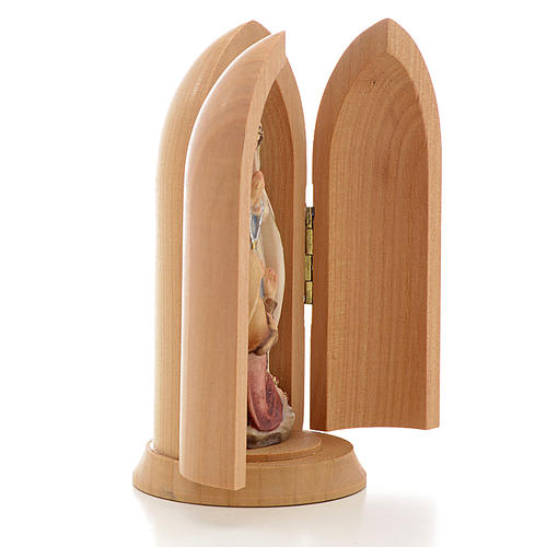 Our Lady of Lourdes with Bernadette in Nische wooden statue pain 4