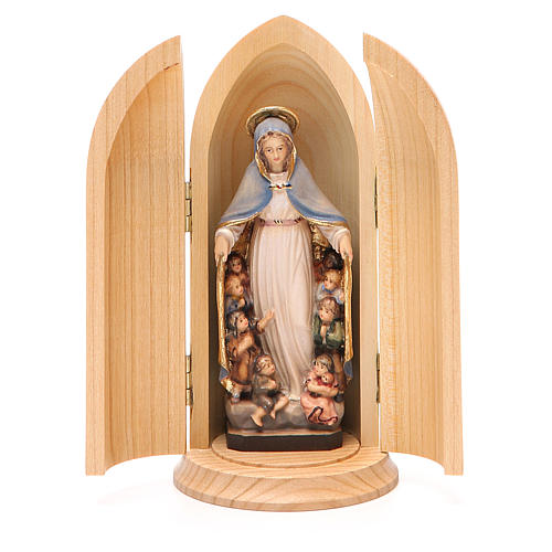 Estatua Virgen de la Protección con nicho madera 1