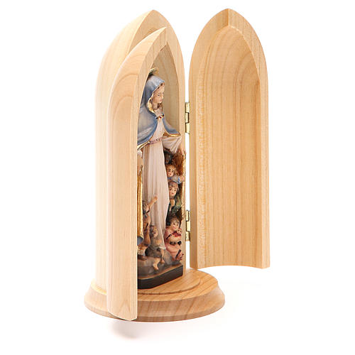 Estatua Virgen de la Protección con nicho madera 4