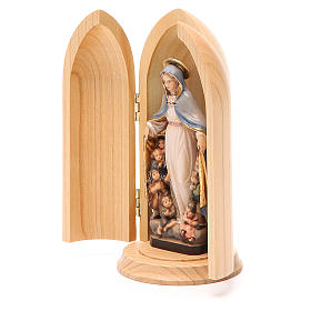 Statue Notre Dame de la Protection dans niche bois peint