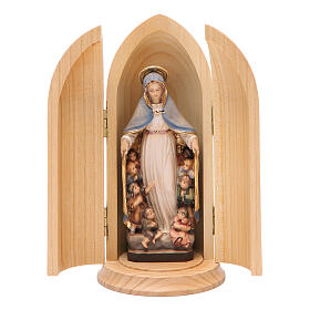 Statue Notre Dame de la Protection dans niche bois peint