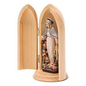 Statue Notre Dame de la Protection dans niche bois peint