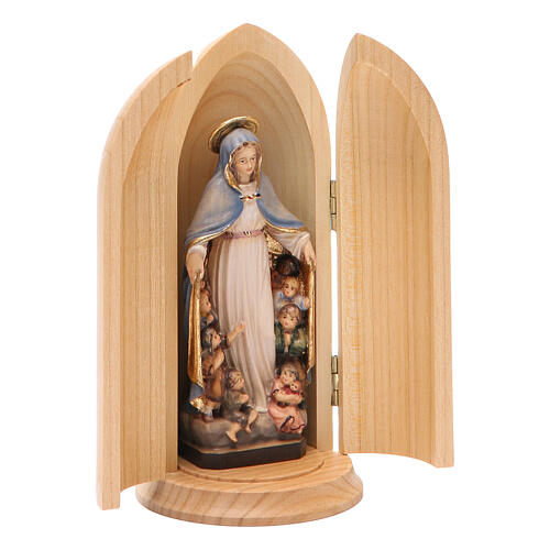 Statue Notre Dame de la Protection dans niche bois peint 3
