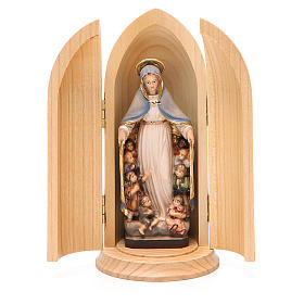 Our Lady of Mercy wooden statue in niche