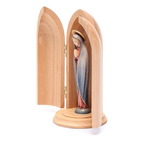 Our Lady of Fatima stylized wooden statue painted in niche 2