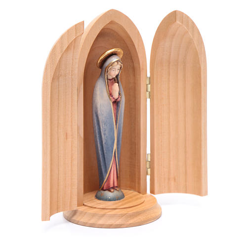 Our Lady of Fatima stylized wooden statue painted in niche 3