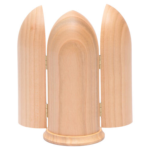 Our Lady of Fatima stylized wooden statue painted in niche 4