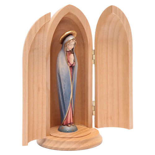 Estatua Virgen de Fátima estilizada con nicho de madera 3