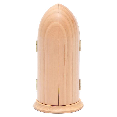 Our Lady of Fatima stylized wooden statue painted in niche 5