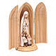 Statue Notre Dame de Fatima et 3 enfants dans niche bois peint s3