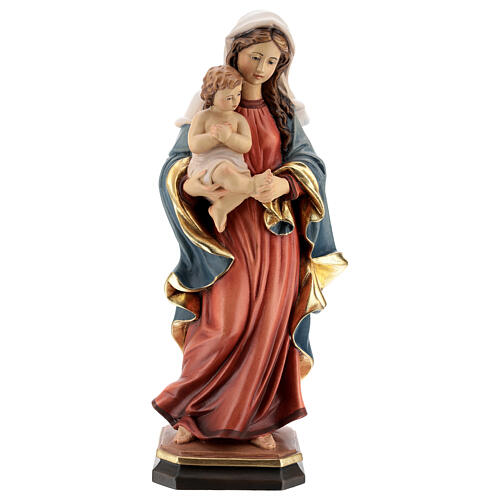 Virgin with baby, baroque style in coloured Valgardena wood 1