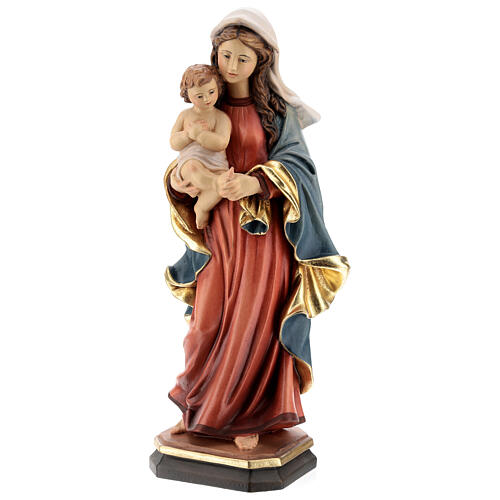 Virgin with baby, baroque style in coloured Valgardena wood 3