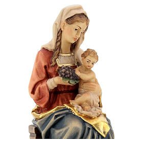 Virgen con niño sentada y uvas madera Valgardena
