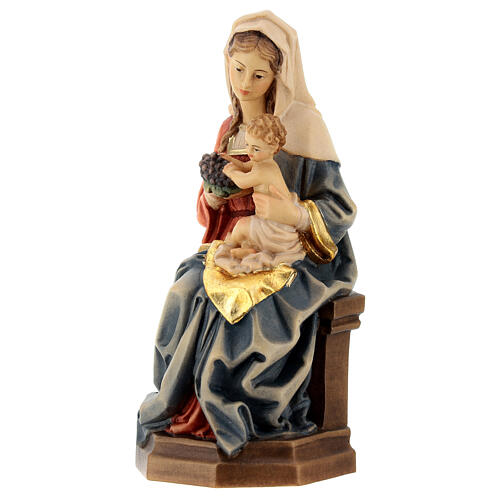 Virgen con niño sentada y uvas madera Valgardena 3