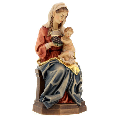 Virgen con niño sentada y uvas madera Valgardena 4