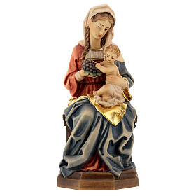 Matka Boża z Dzieciątkiem winogron drewno kolorowe Valgardena