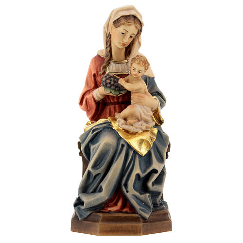 Matka Boża z Dzieciątkiem winogron drewno kolorowe Valgardena 1