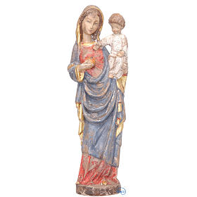 Madonna with baby gothic style 25cm in wood, antique finish