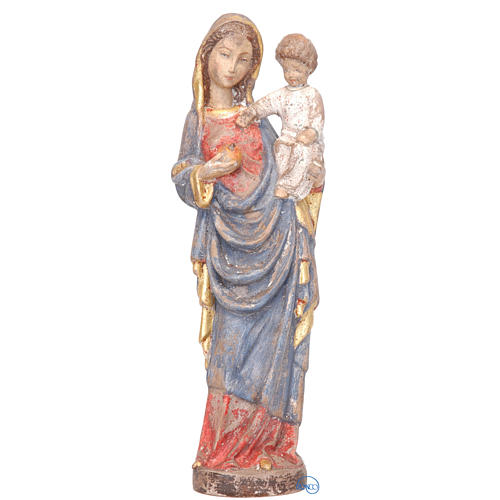 Virgen con niño estilo gótico 25 cm madera acabado 1