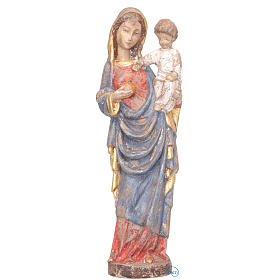 Vierge à l'enfant style gotique bois peint 25 cm