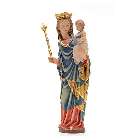 Vierge à l'enfant avec sceptre bois peint 25 cm