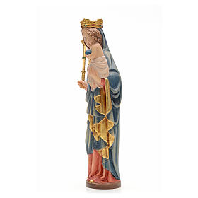 Vierge à l'enfant avec sceptre bois peint 25 cm