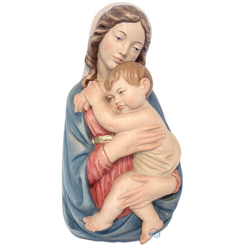 Relief Gottesmutter mit Christkind Grödnertal Holz 1
