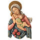 Relieve Virgen y Niño rosas madera coloreada Valgardena s1