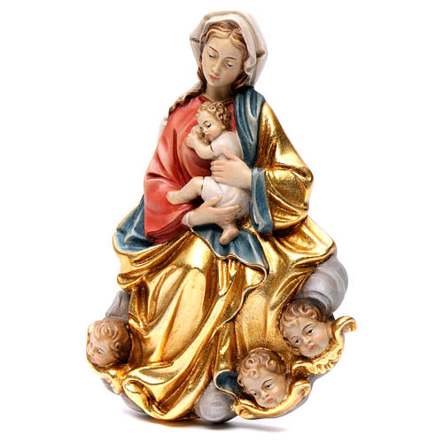 Relieve Virgen y Niño con ángeles 20 cm Valgardena 3
