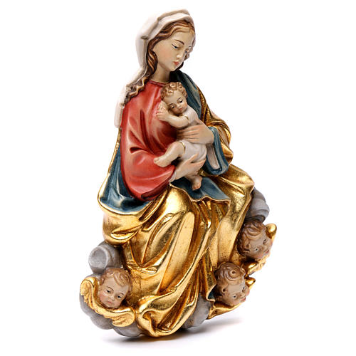 Relieve Virgen y Niño con ángeles 20 cm Valgardena 4
