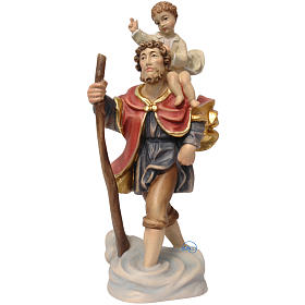 Saint Christopher with baby in painted Valgardena wood