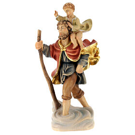 Święty Krzysztof z Dzieciątkiem drewno malowane Valgardena