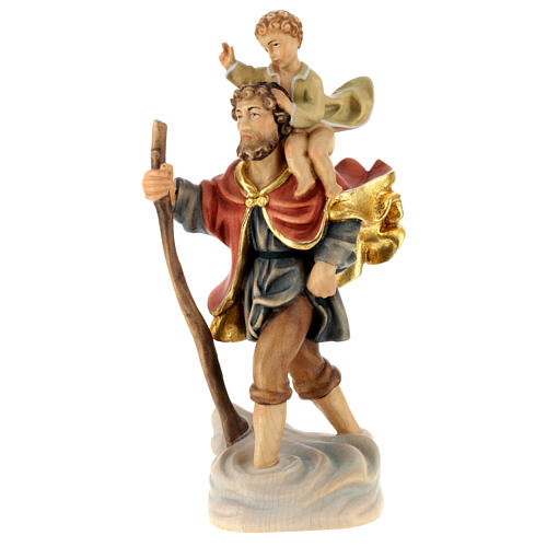Święty Krzysztof z Dzieciątkiem drewno malowane Valgardena 2