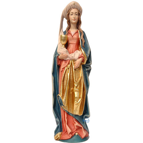 Saint Barbara with chalice in painted Valgardena wood, 27cm 1