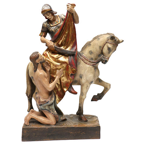 STOCK Saint Martin on horse in painted Valgardena wood 1