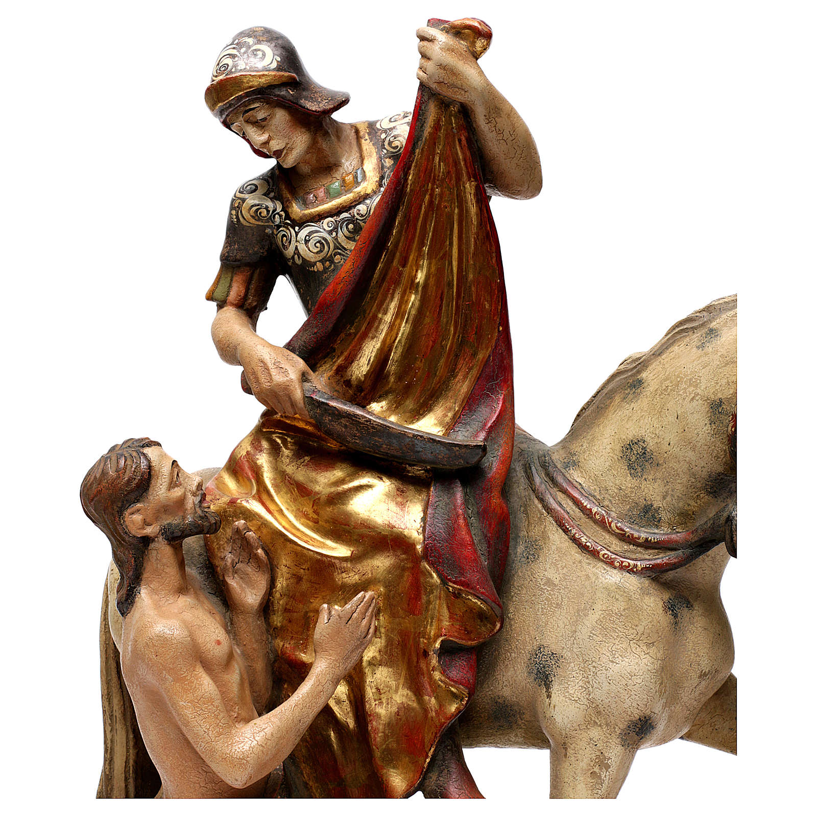 Saint Martin on horse in painted Valgardena wood online sales on