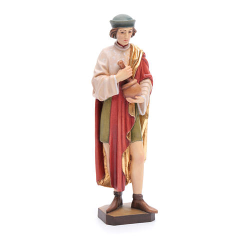 Saint Damien avec mortier 25 cm bois peint Valgardena 4