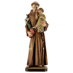Sant'Antonio con bimbo legno dipinto Valgardena
