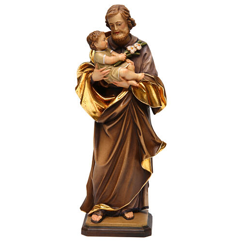 Saint Joseph with baby by Guido Reni in Valgardena wood 1