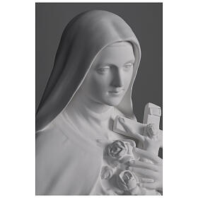 Statua Santa Teresa vetroresina bianca crocifisso rose per esterno 130 cm