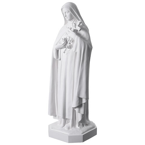Statua Santa Teresa vetroresina bianca crocifisso rose per esterno 130 cm 4