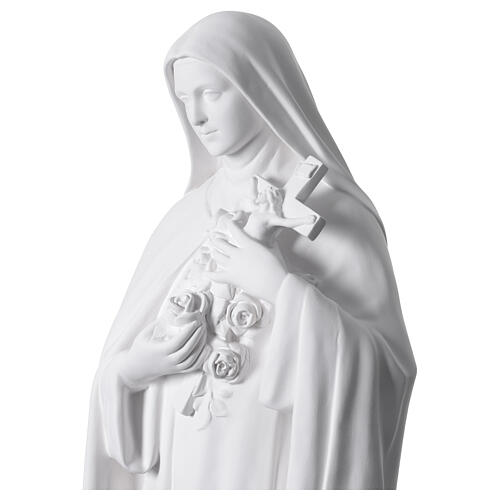 Statua Santa Teresa vetroresina bianca crocifisso rose per esterno 130 cm 6