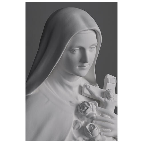 St. Theresa Statue White Fiberglass Crucifix Roses for Outdoor Use, 130 cm 2