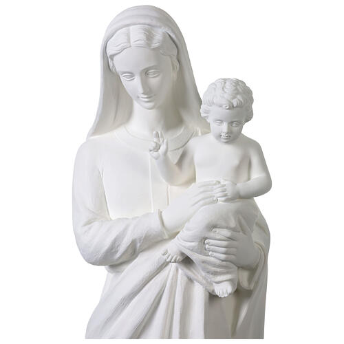 Statue Vierge à l'Enfant en fibre de verre blanche 135 cm 2