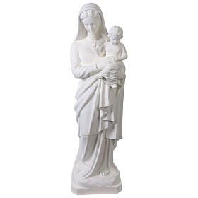 Statua Madonna con Bambino vetroresina bianca 135 cm
