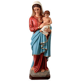 Estatua fibra de vidrio colorida Virgen con Niño 135 cm